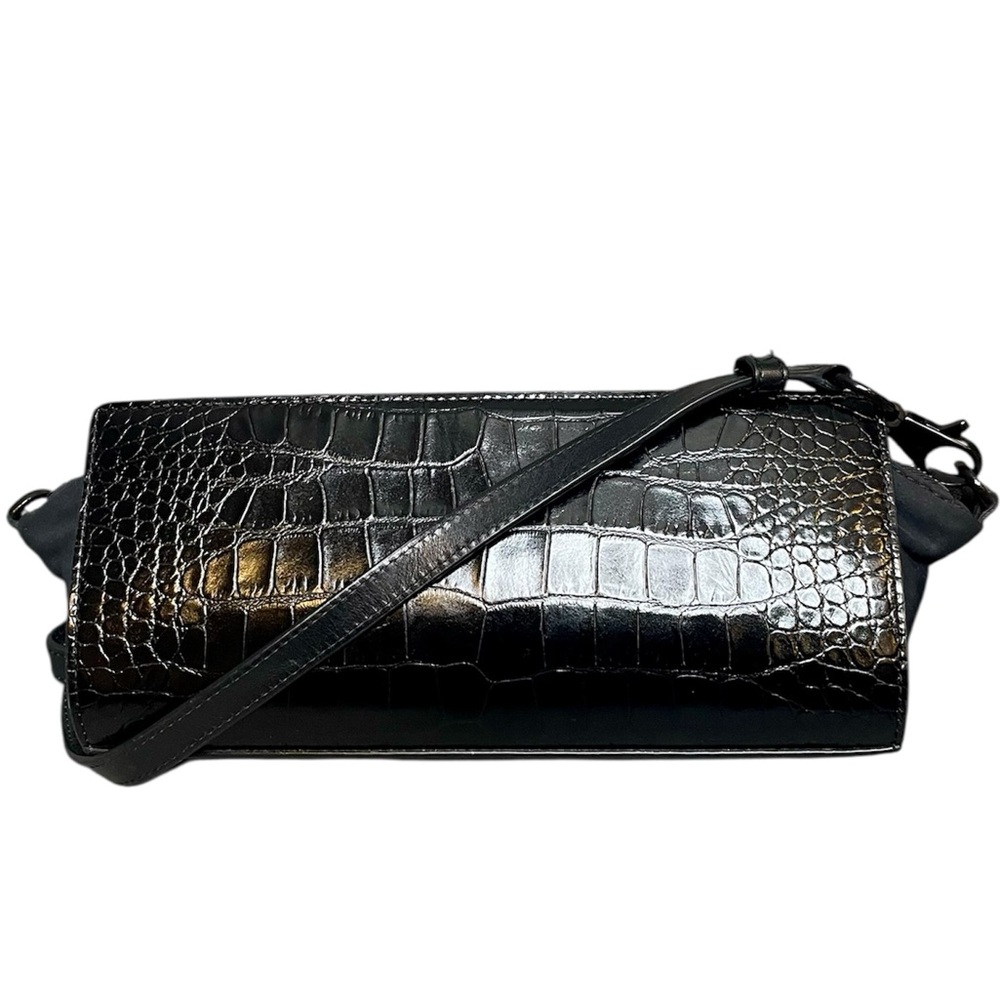 Alexander Wang Convertible Black Croc Embossed Pelican Bag Matte Black Hardware
